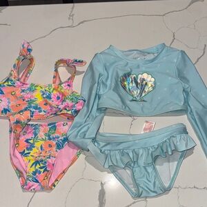 Two Girls Cat and Jack Two Piece Swim Bathing Suits 4